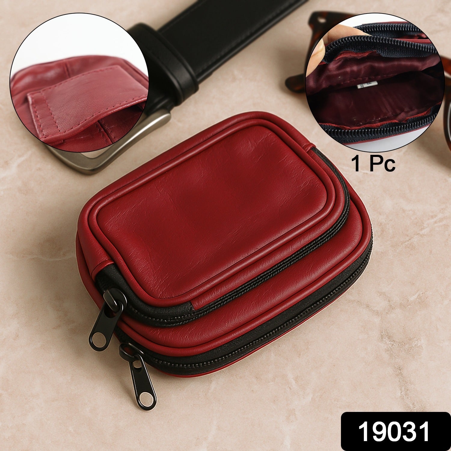 Premium Leather Zippered Card Holder  Accessories Case