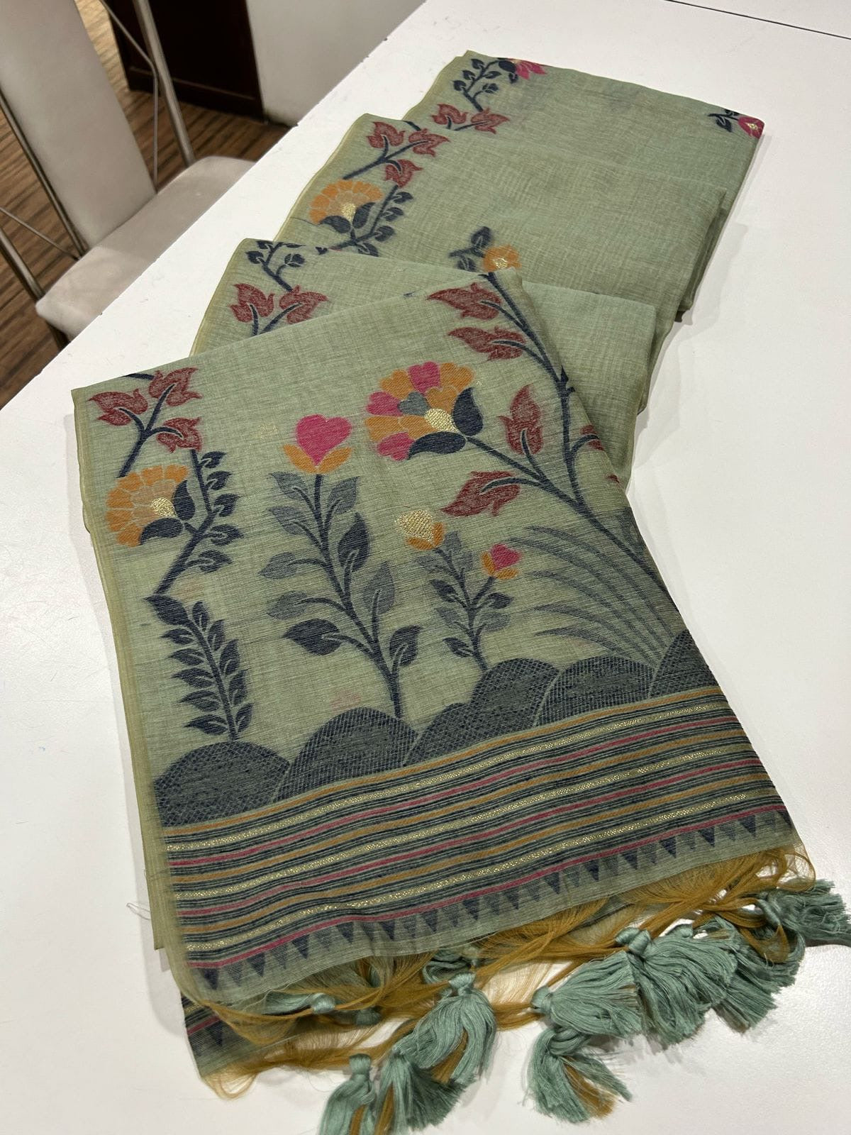SOFT JAMDANI IN MUGA COTTON SAREE