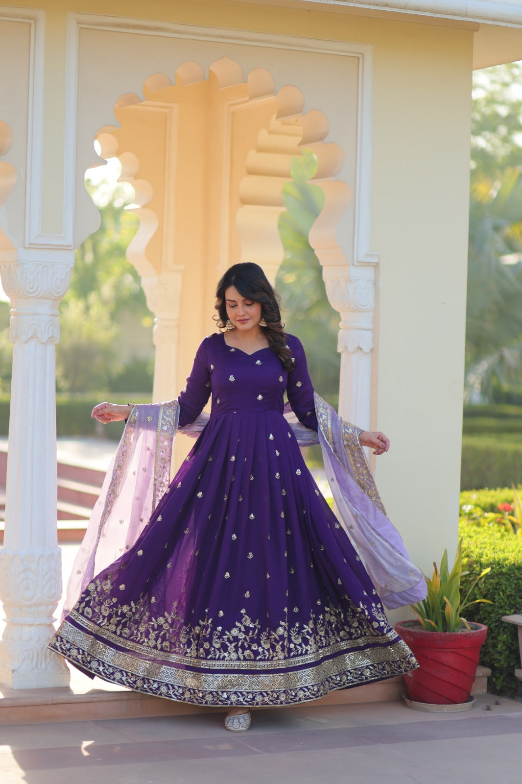 Designer Anarkali Gown with Intricate Sequin Embroidery