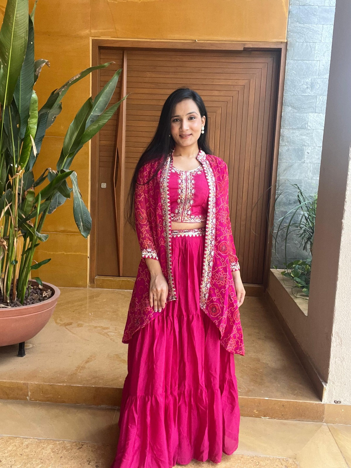 Festival Bandhej Lehenga choli & Shrug