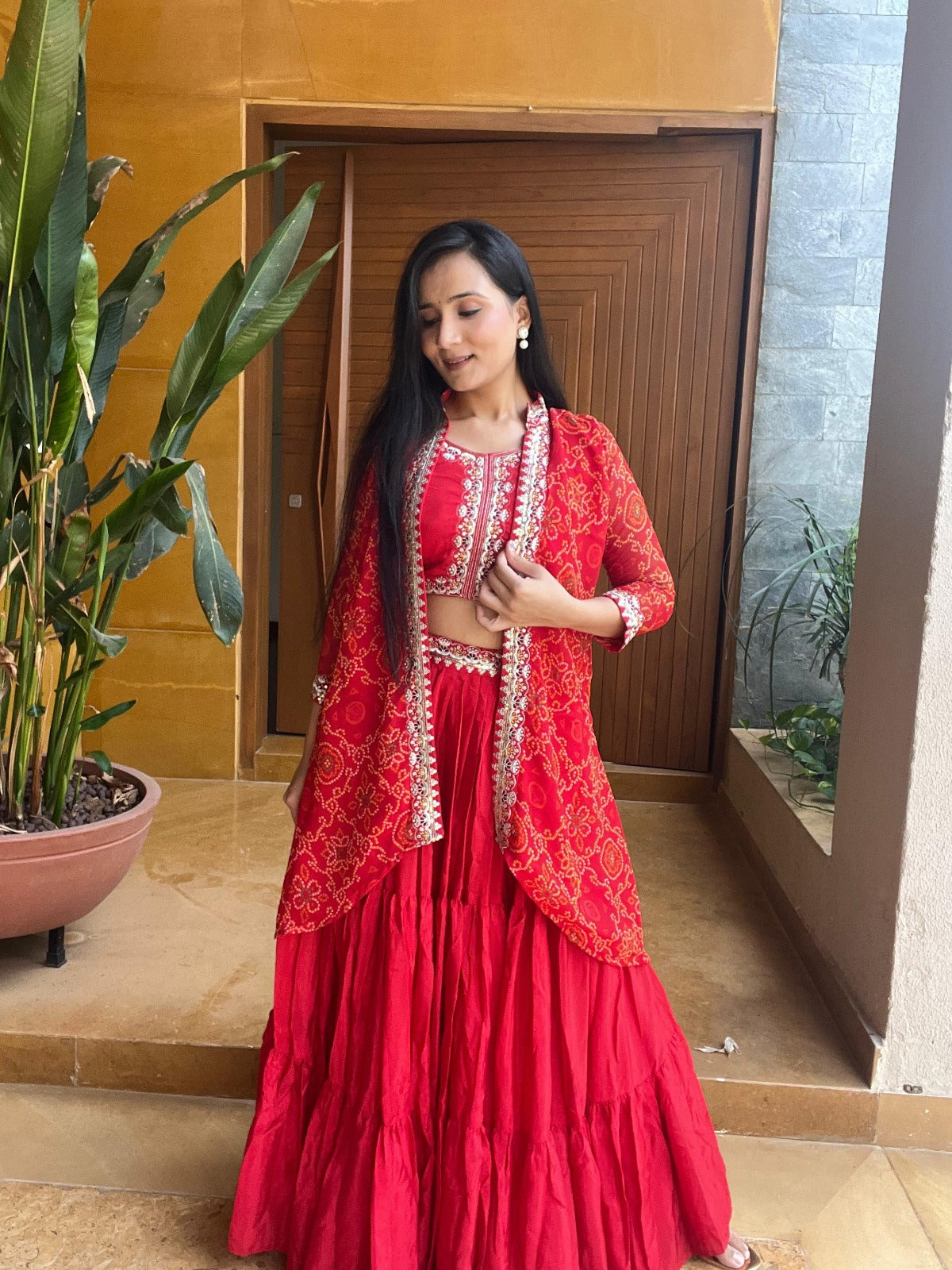 Festival Bandhej Lehenga choli & Shrug