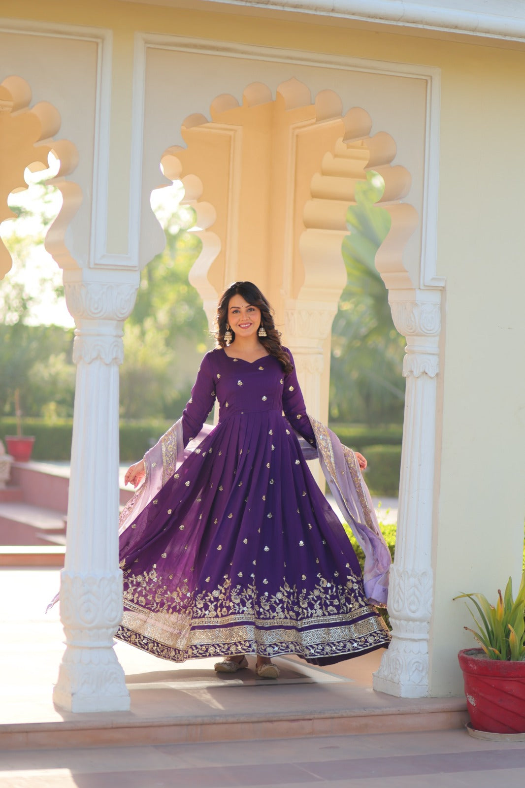 Designer Anarkali Gown with Intricate Sequin Embroidery