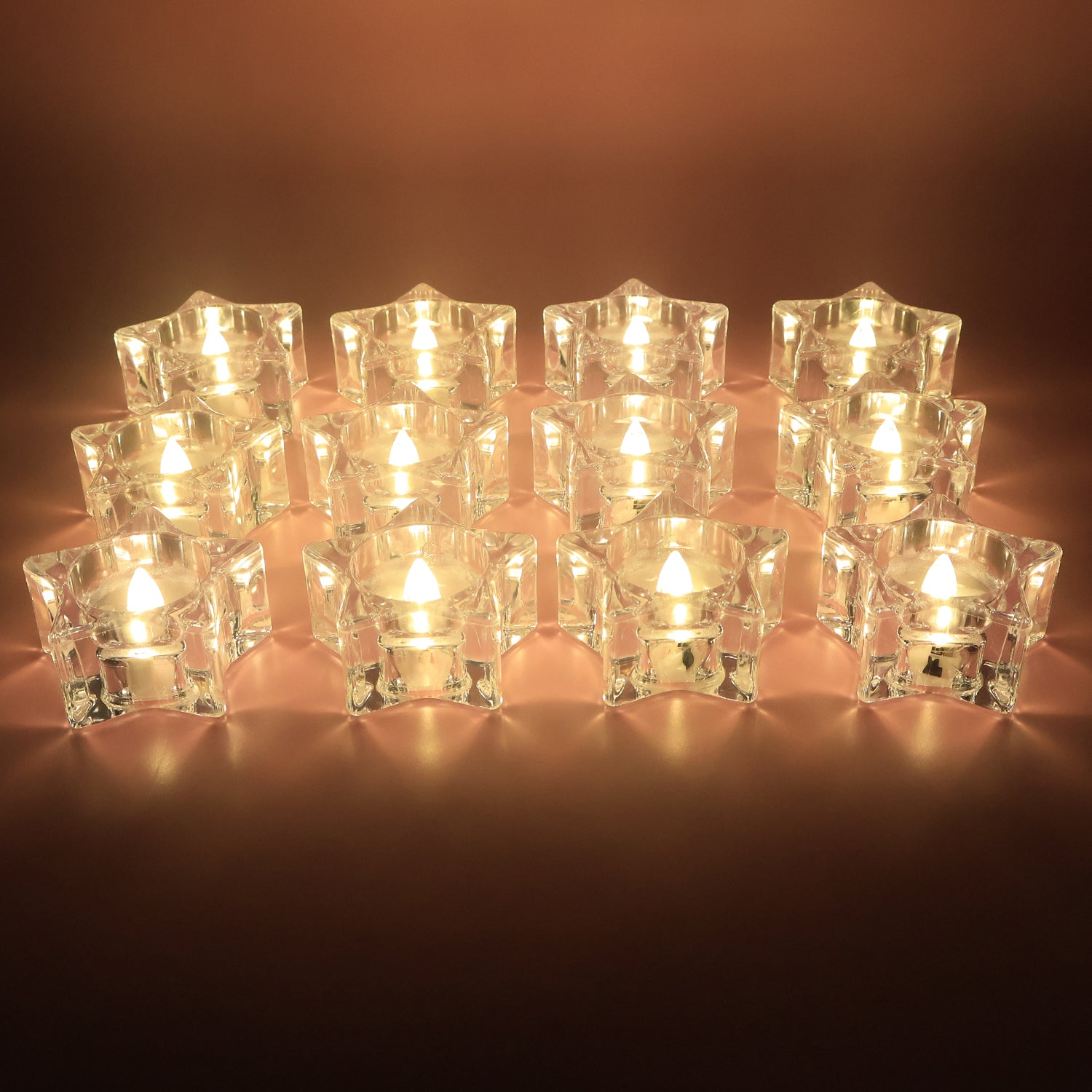 Set Of 12 Led Crystal-effect Flameless Smokeless Candles