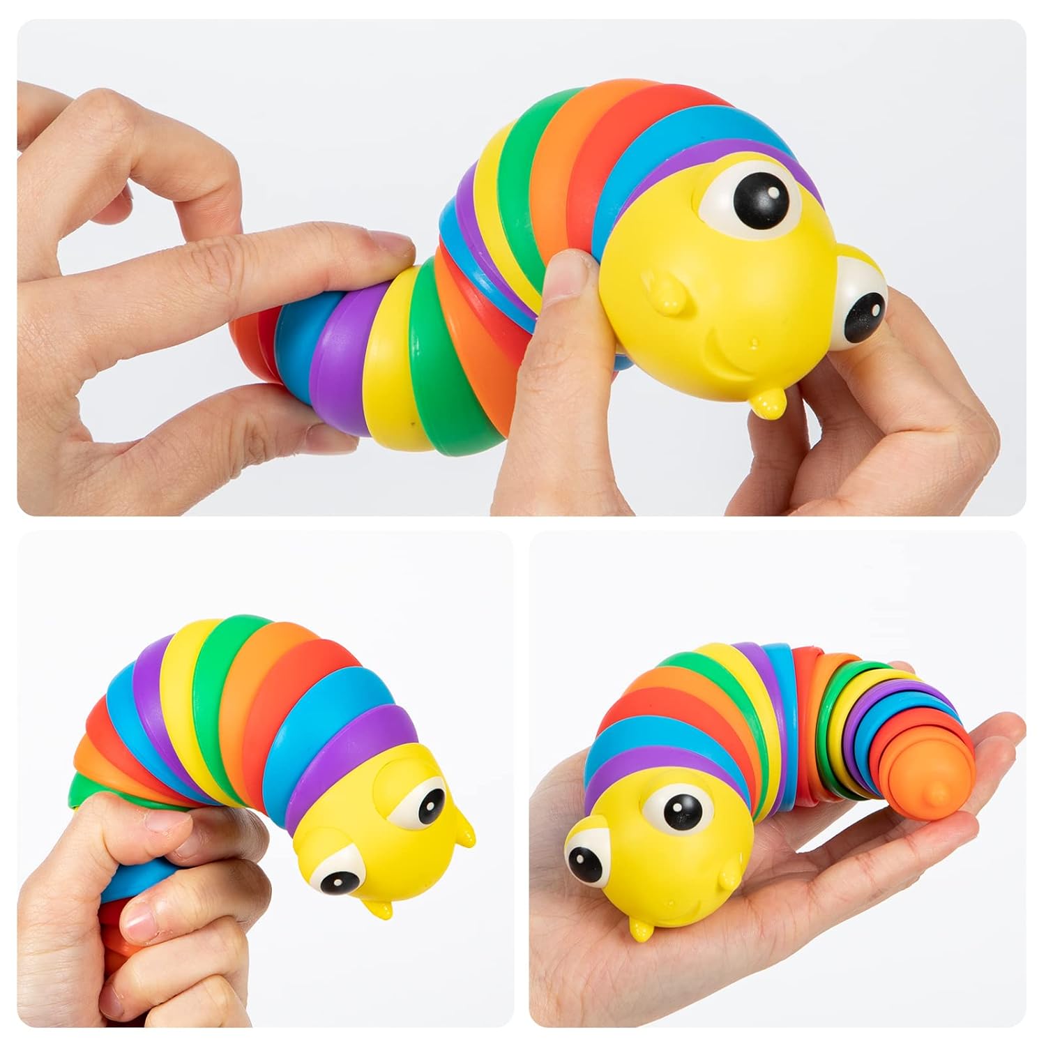 17594 3d Rainbow Color Plastic Slug Fidget Toys Stress Relieving Toy Sensory Slug Toy For Boys And Girls Finger Slug Toy For Autistic Caterpillar Fidget Toys Stress Relief Gifts For Toddlers Kids Adults  (1 Pc)